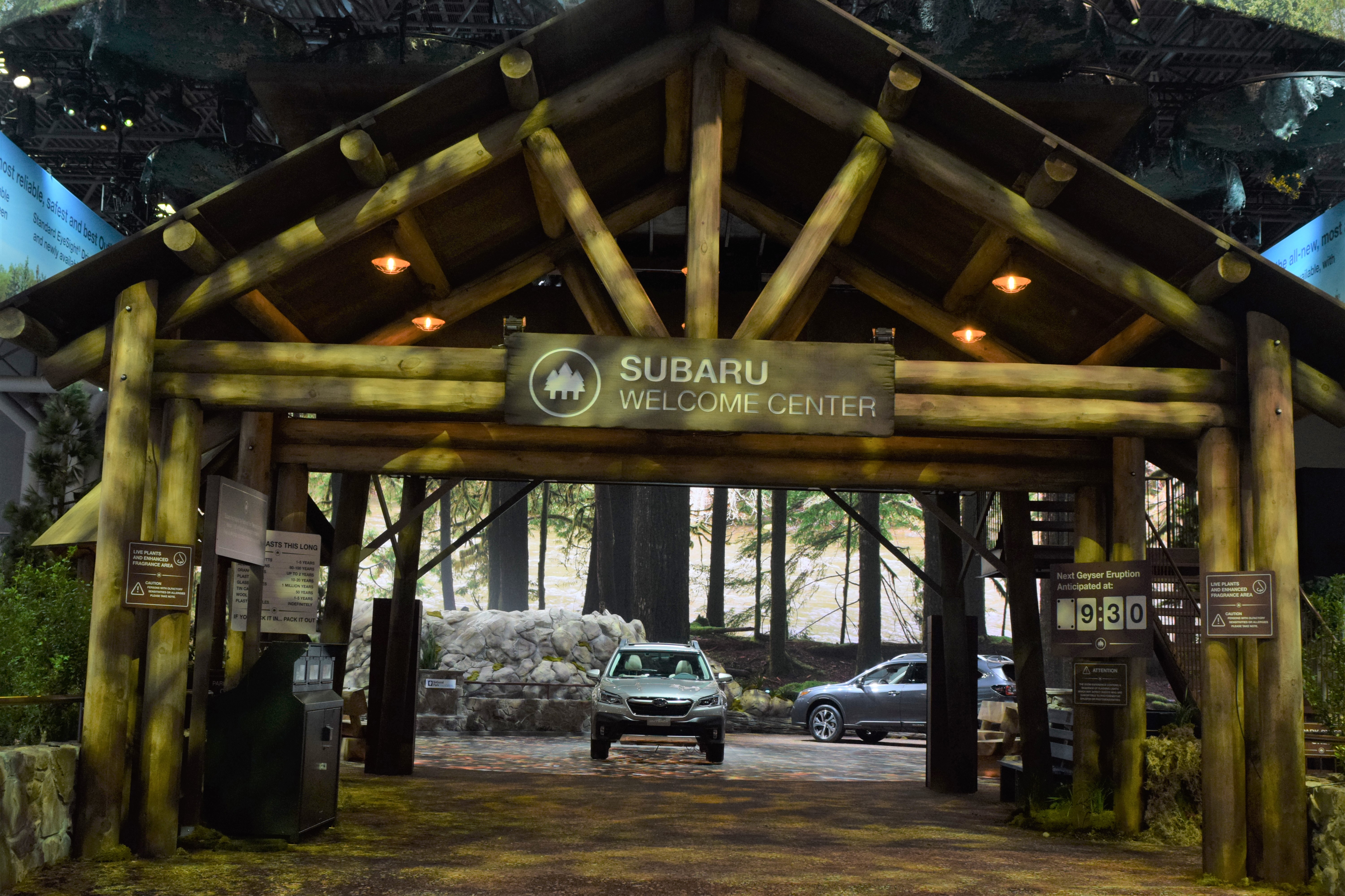 King post truss at Subaru display. Timber truss manufacturers